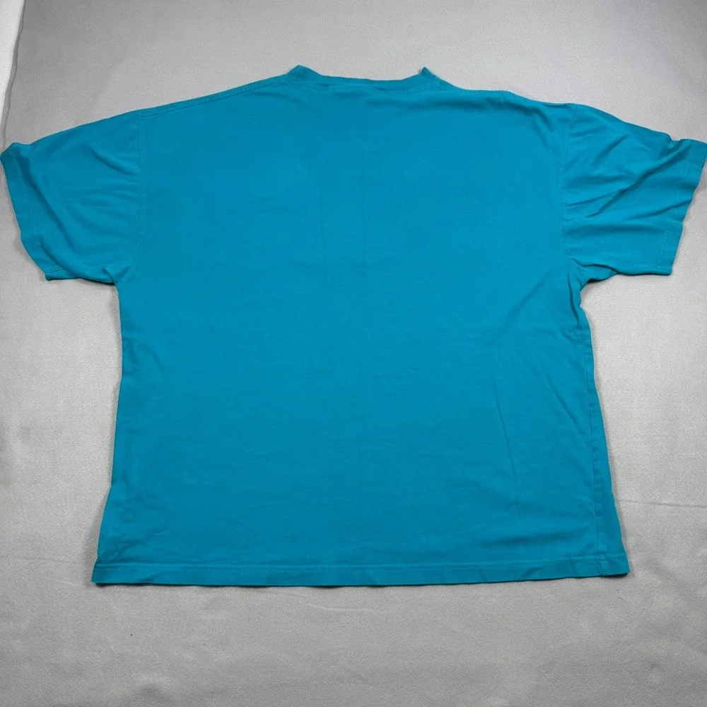 Vintage Disney Store Mickey Minnie Mouse Embroidered Pocket TShirt Teal Blue XXL